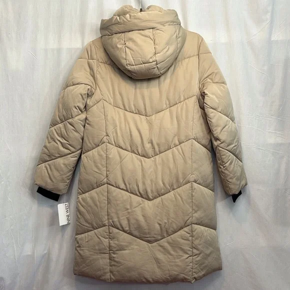NWT L Nine West Duvet Puffer Coat Tan - Picture 9 of 16